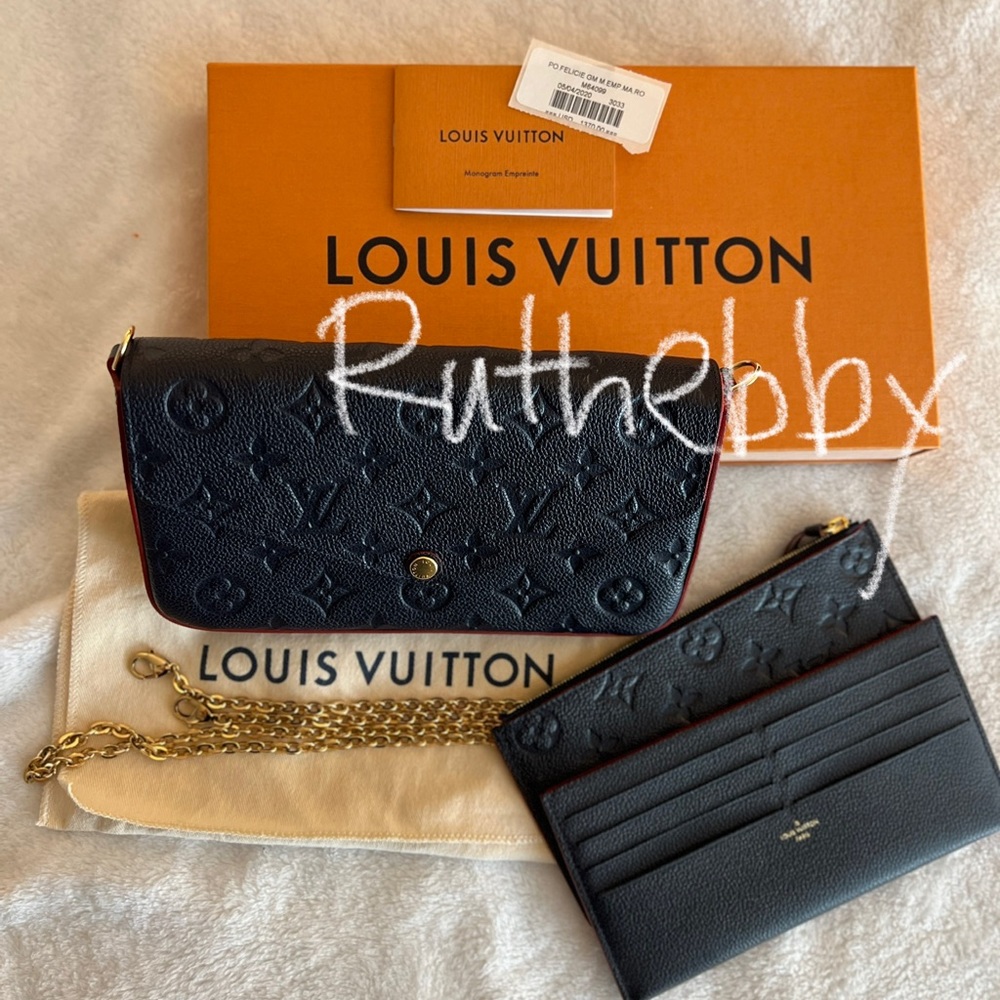 Authentic Louis Vuitton Félicie Pochette Navy/Red